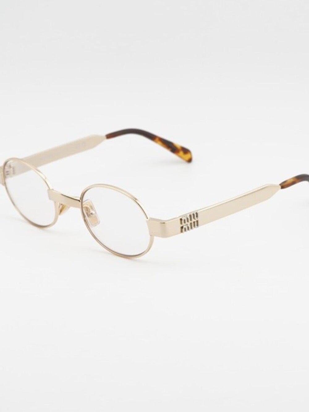 Miu Miu MUB51S 5AK10W Sunglasses Gold Oval Frame, Clear Lenses
